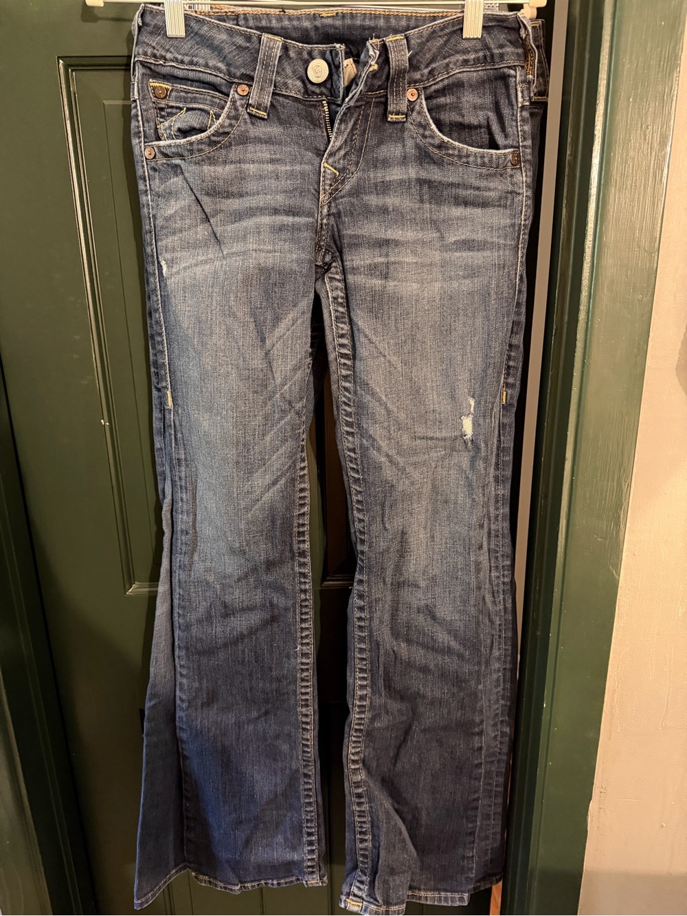 True Religion Women's Faded Blue Flare Jeans